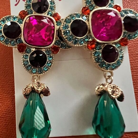 🌺 Betsey Johnson eclectic style drop dangle earrings 🌺 - Picture 3 of 9